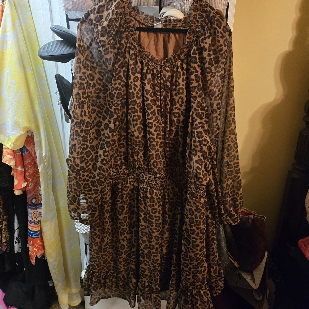 Old Navy Animal Print Sheer Dress 3X
